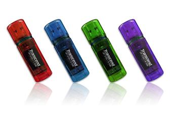 Transcend's JetFlash V35 line of tiny multicolored USB flash drives