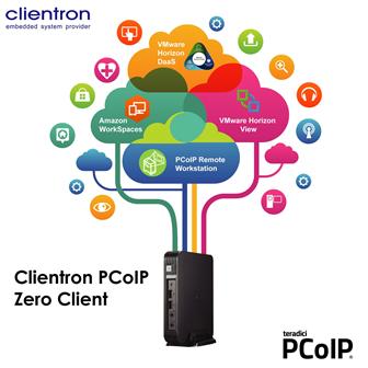 Clientron PCoIP zero client solutions support VMware Horizon View, VMware Horizon DaaS, Amazon WorkSpaces and PCoIP Remote Workstation solutions.