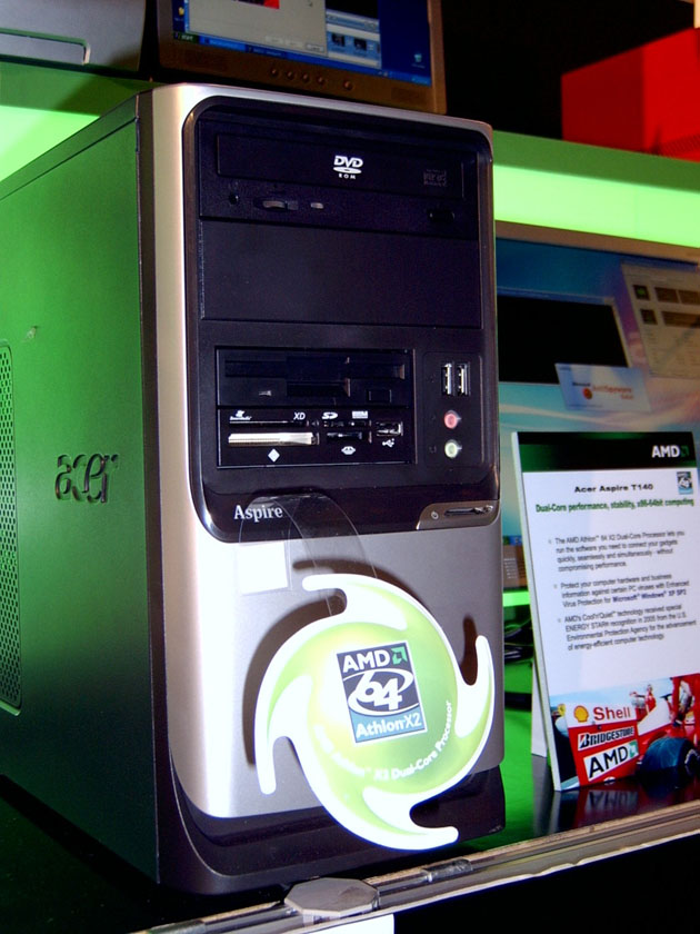 Acer Aspire T410, desktop system based on the new AMD Athlon 64 X2 dual-core processor at Computex 2005 in Taipei