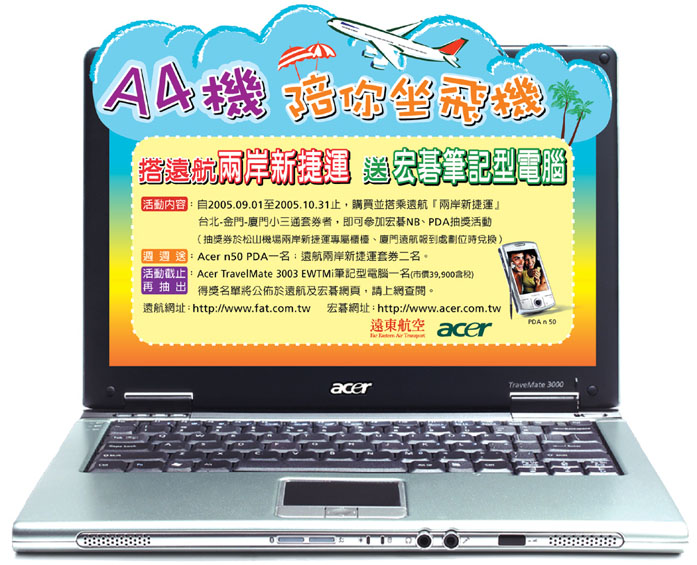 Winning a Acer TravelMate 3000 by taking a flight