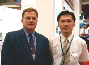 Rohm and Haas president and CEO Nick Gutwein (left) and plant manager Cliff Chen