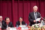 (Right to left) Morris Chang, chairman of TSMC and Rick Tsai, the foundry's current CEO