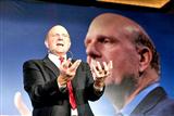 Microsoft CEO Steve Ballmer poses at his keynote speech in Taipei