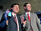 Lenovo chairman Yang Yuanqing (left) and president Rory Read pose with the LePhone