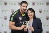 HTC chairperson Cher Wang and NorthEast United FC owner John Abraham