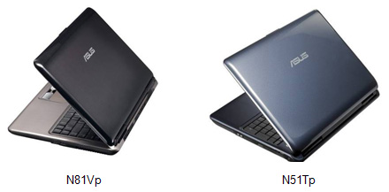 Asustek N81Vp and N51Tp multimedia notebooks