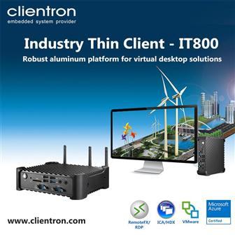 The Clientron Industry Thin Client IT800 supports dual display