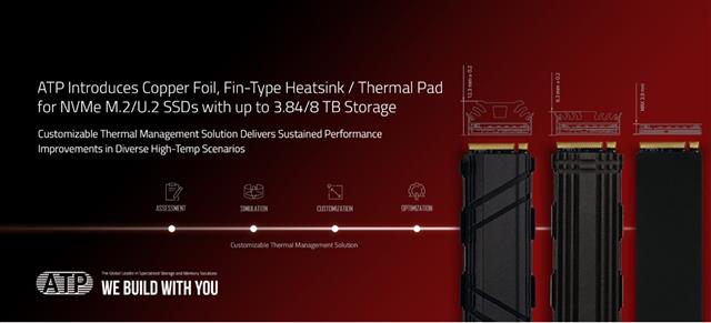 ATP introduces copper foil, fin-type heatsink / thermal pad for NVMe M.2/U.2 SSDs with up to 3.84/8 TB storage