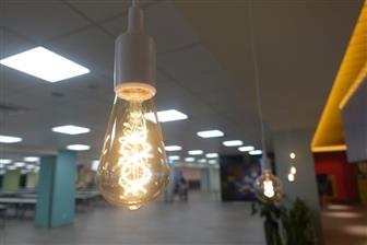 An LED filament light bulb