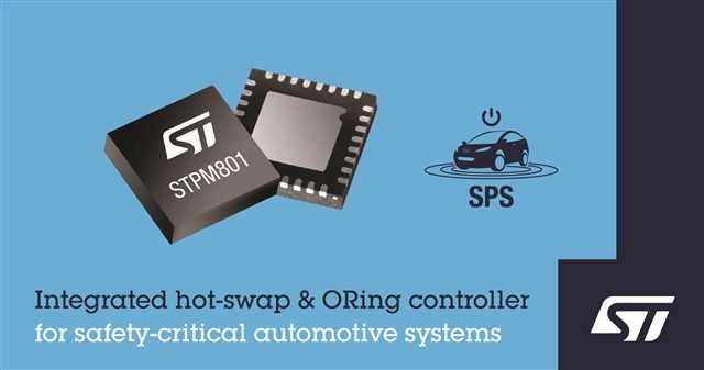 STMicroelectronics STPM801 is the market's first automotive-qualified integrated hot-swap and ideal-diode controller