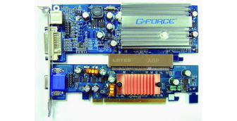 Albatron ATOP AGP 8- to-PCIe bridge and AGP 8x 6200A card.