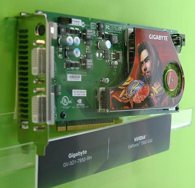 The Gigabyte GV-3D1-7950-RH Nvidia GeForce 7950 GX2-based graphics card at Computex 2006